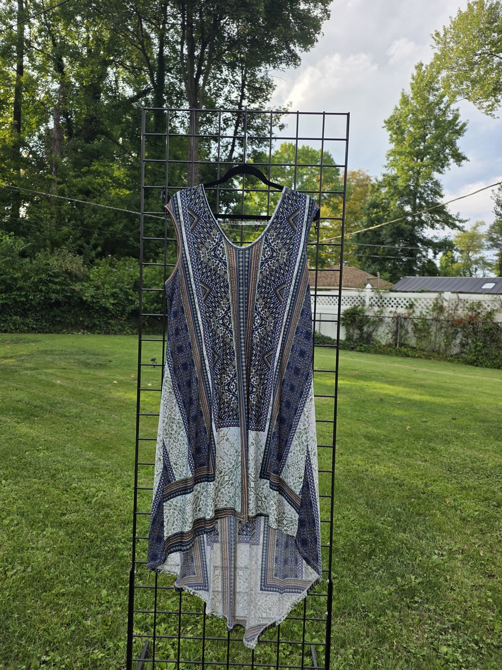 ONE WORLD Blue Multi Printed Sleeveless Dress